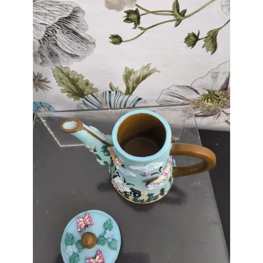 Vintage Miniature Butterfly Teapot with lid 4